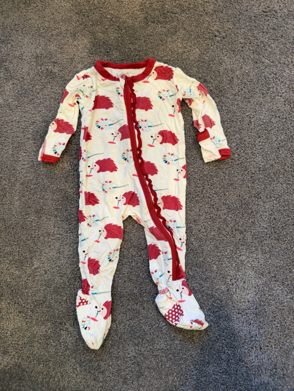 Kickee Pants Red Hedgehog Print Footed Pajamas